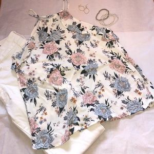 H&M high neck blue and pink floral tank top